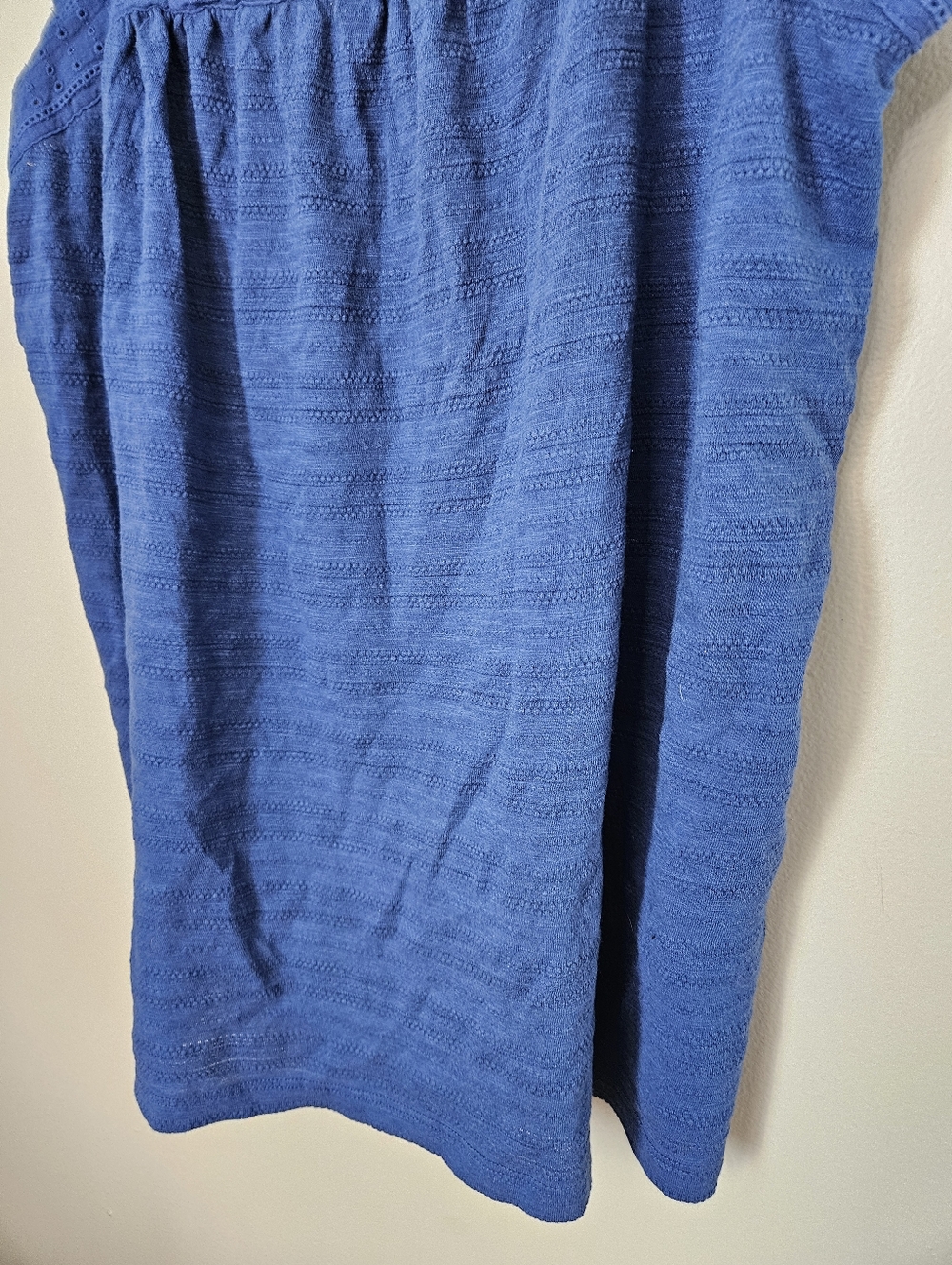Style & Co Women’s Blue Square-Neck Eyelet Flutter Strap Tank Top Pom-Pom Trim - Picture 2 of 9